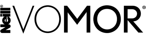 Black text logo reads “Neill VOMOR” on a light gray background, with “Neill” stacked vertically to the left of “VOMOR.” Both words have registered trademark symbols. - Jón Alan Salon in Nashville and Franklin, TN